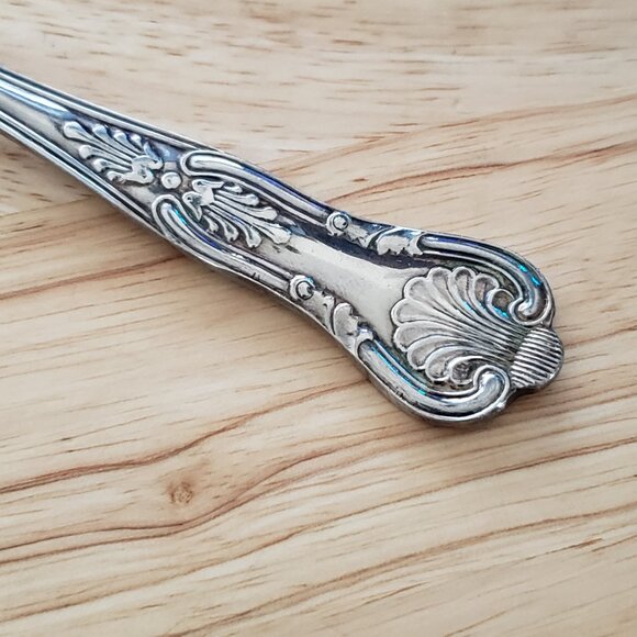 Sheffield England EPNS A1 Silverplate Salad Serving Set Fruit Embossed Gold Wash - Picture 12 of 15